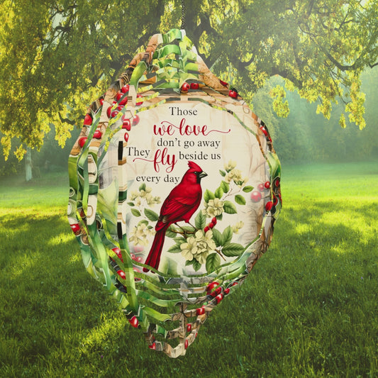 Memorial Cardinal Wind Spinner | "Those We Love" Quote, Indoor/Outdoor Decor