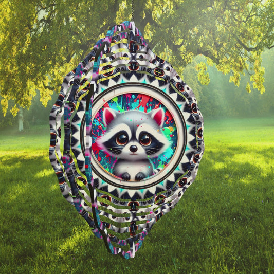 Raccoon Decor, Wind Spinner, Raccoon Lover, Christmas, Friend Gift