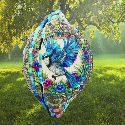 Blue Jay Wind Spinner, Bird Lover Gift, Christmas, Grandma Gift