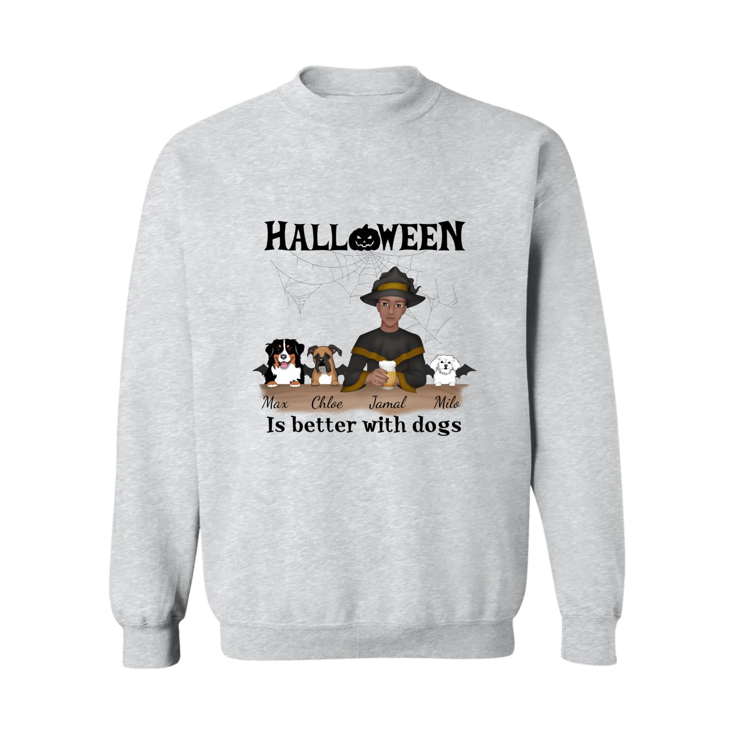 Halloween Is Better With A Dog (Male) Crewneck Pullover Sweatshirt