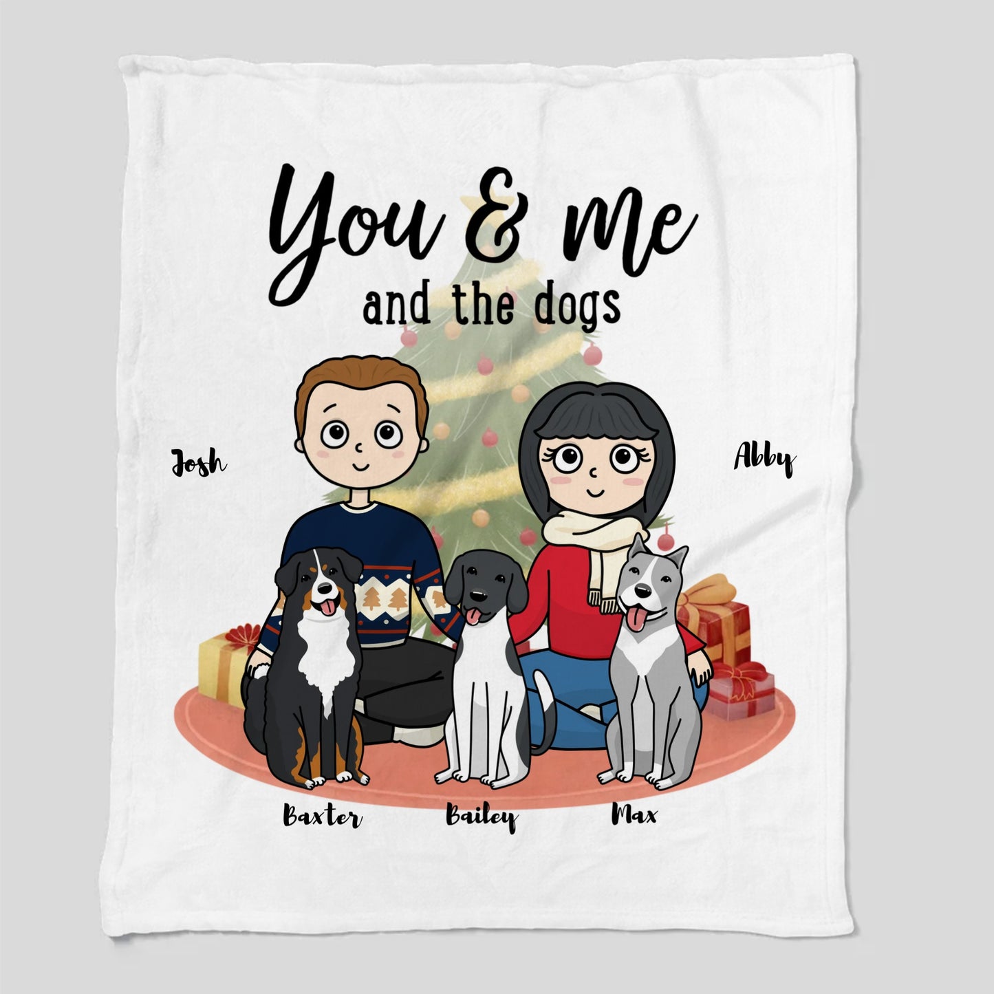 You Me and the Dogs Christmas Cozy Plush Fleece Blanket – 50×60
