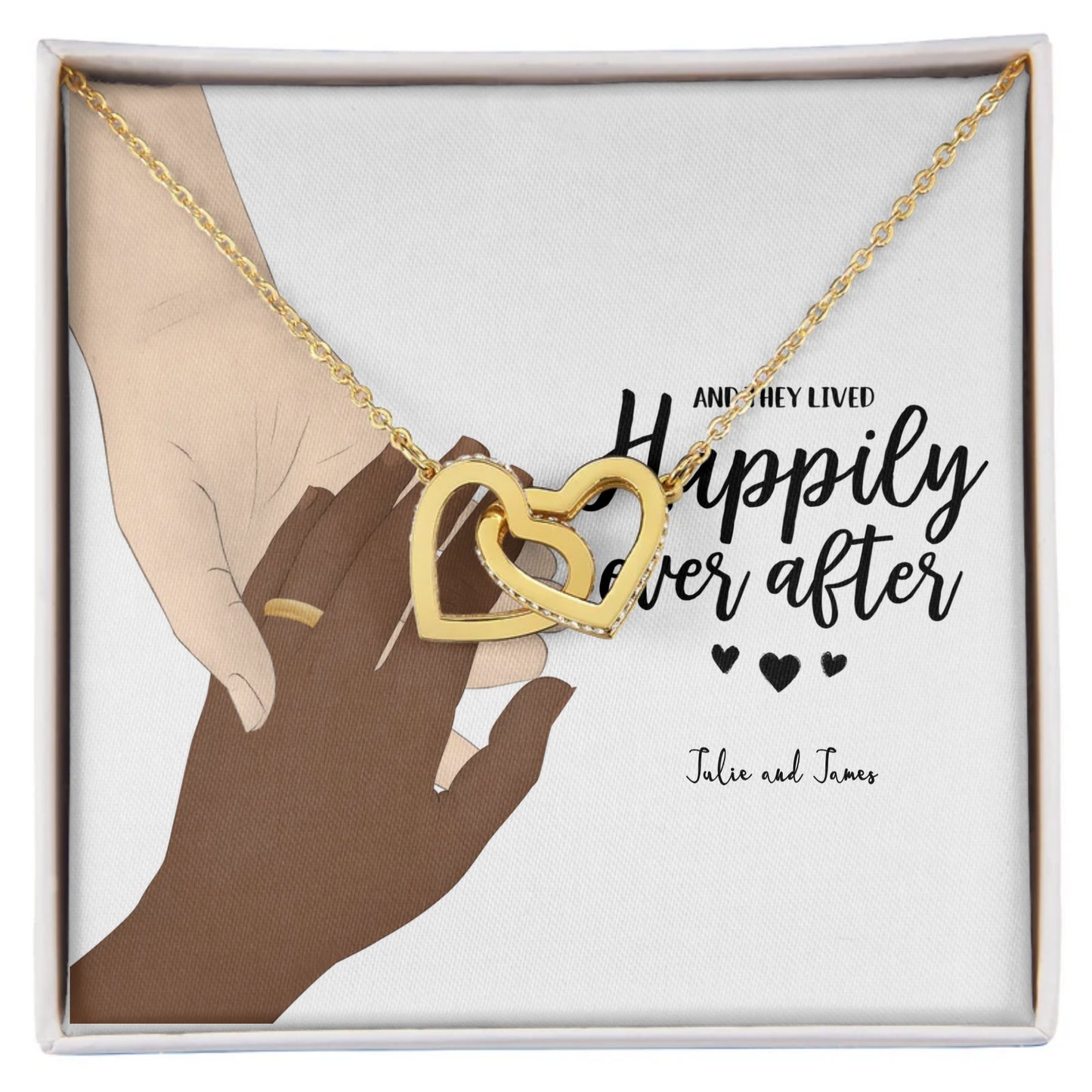 Couples Holding Hands Interlocking Hearts Necklace