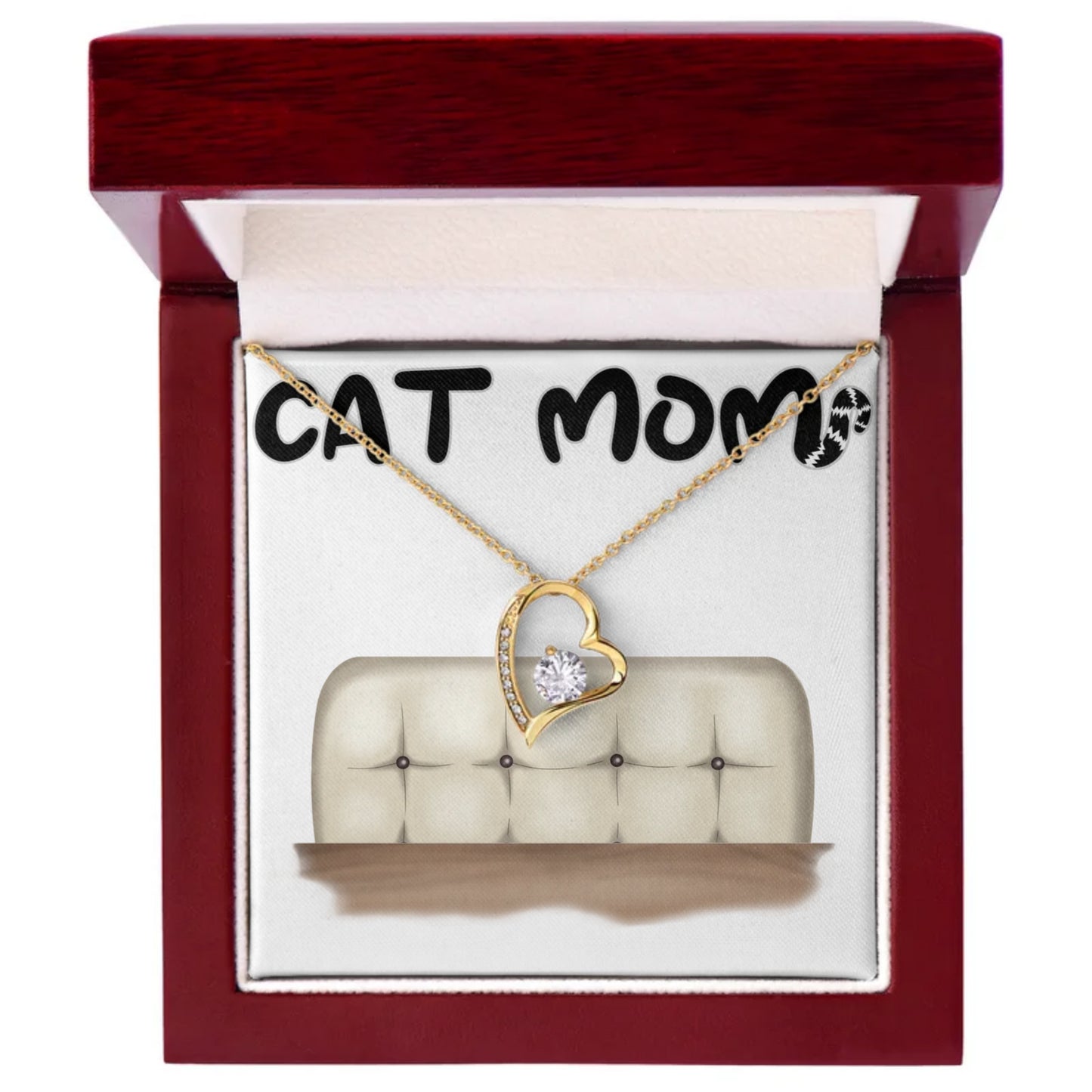 Cat Mom Forever Love Necklace - 18k yellow gold finish