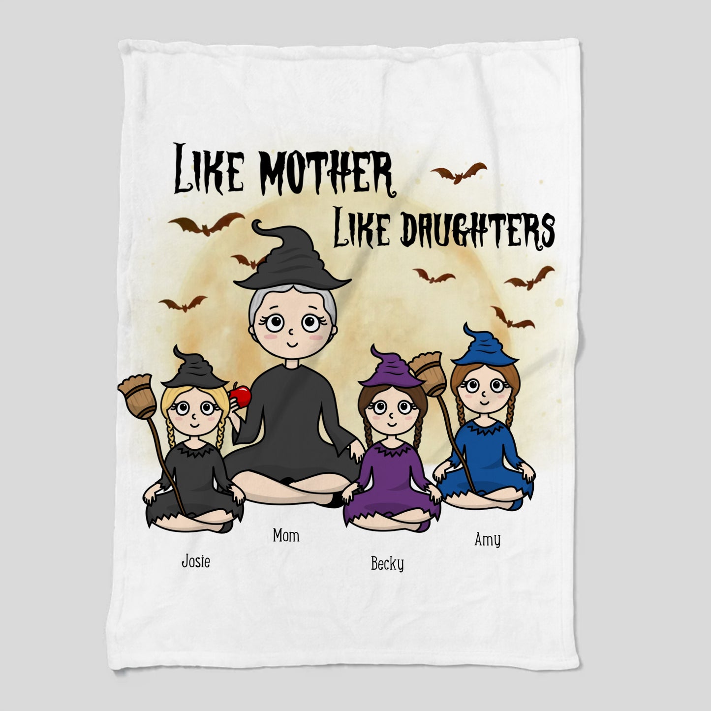 Like Mother Like Daughter Halloween Personalized Cozy Plush Fleece Blanket – 30×40