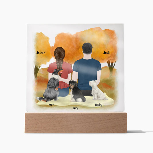 You Me and the Dogs Fall Acrylic Square Plaque