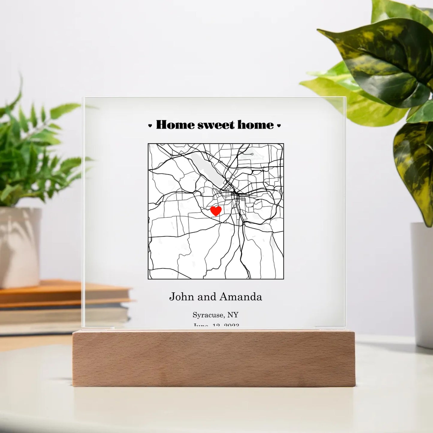 Home Sweet Home Personalized Map Acrylic Square Plaque