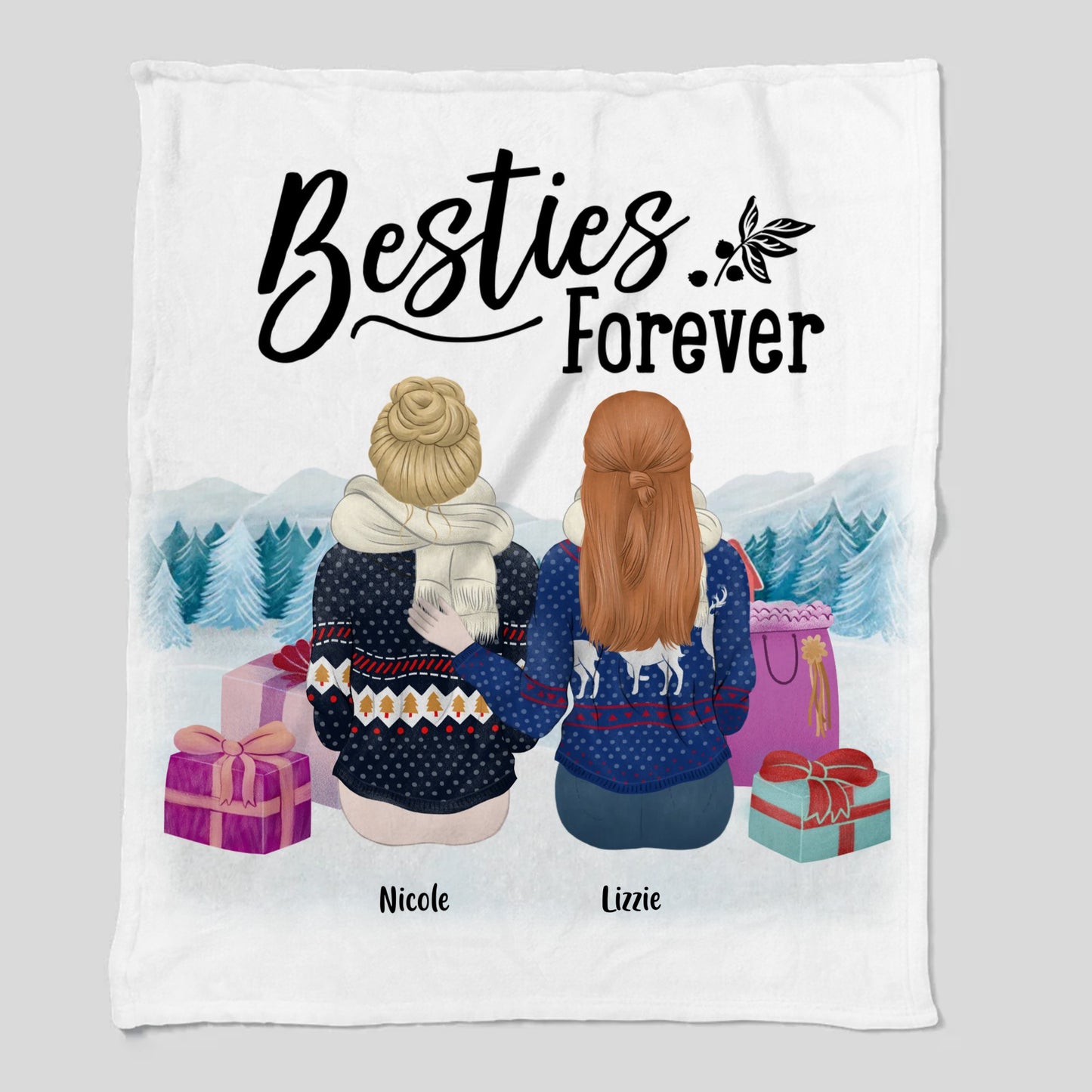 Besties Forever Holiday Cozy Plush Fleece Blanket – 50×60