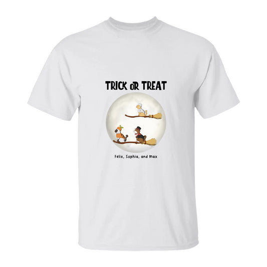 Trick or Treat Personalized Cat Halloween  T-Shirt