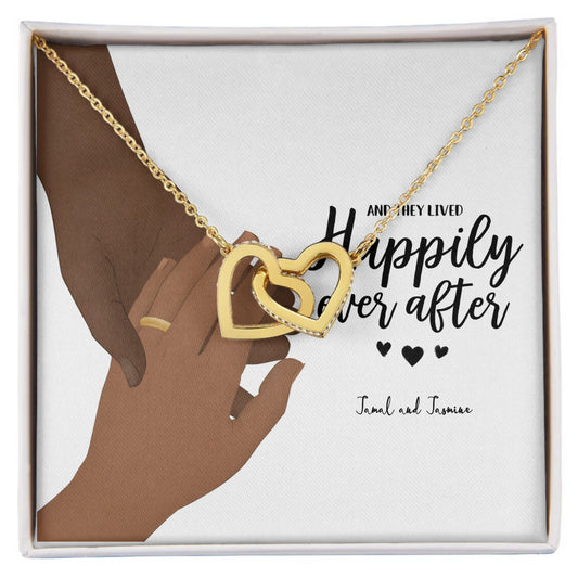 Couples Holding Hands Interlocking Hearts Necklace
