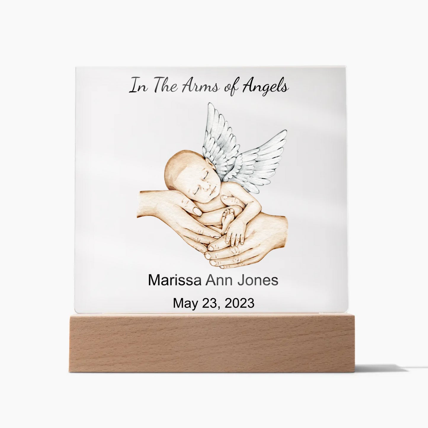In The Arms of Angels Miscarriage Acrylic Square Plaque Gift