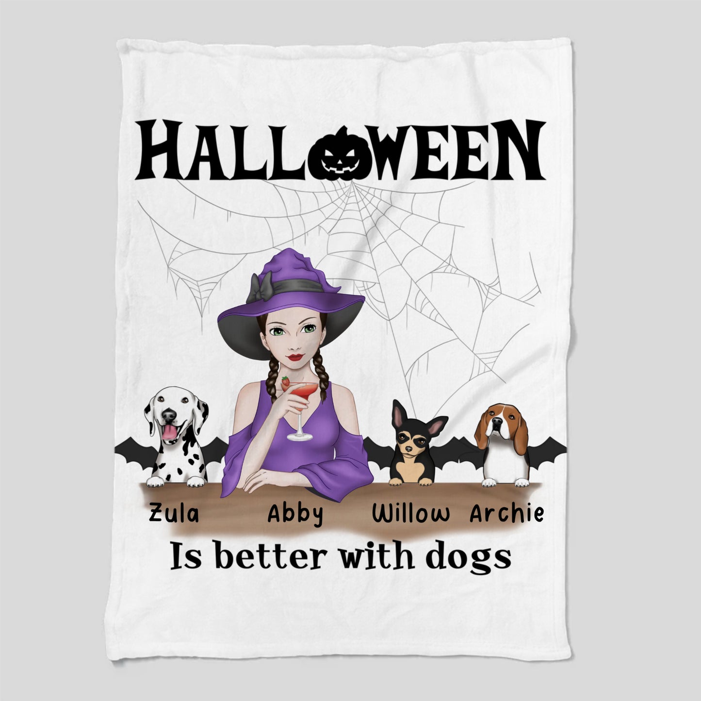 Halloween is Better With Dogs Personalized Cozy Plush Fleece Blanket – 30×40