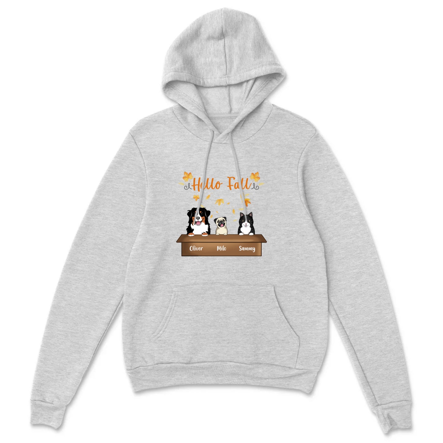 Hello Fall Personalized Pets (Dog and Cats) Pullover Hoodie