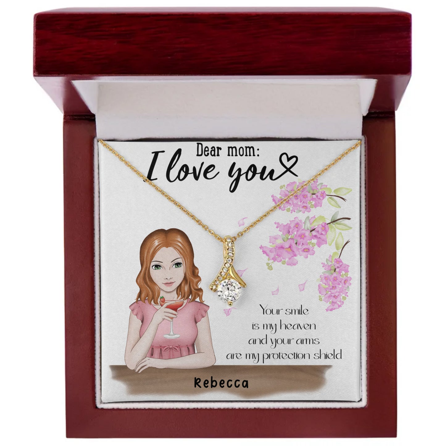 Dear Mom I Love You Custom Personalized Necklace