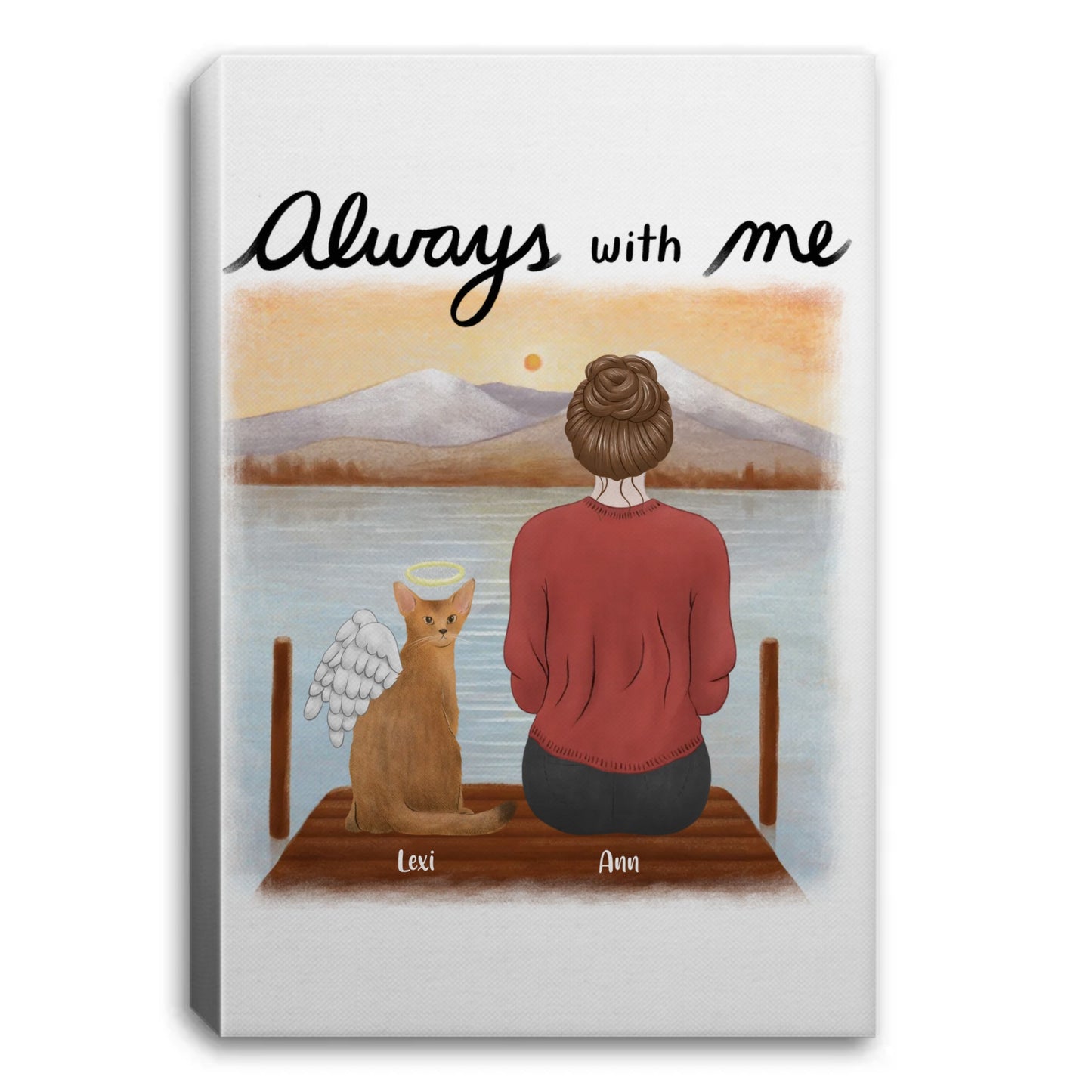Cat Memorial Always With You Portrait Canvas 0.75in Frame