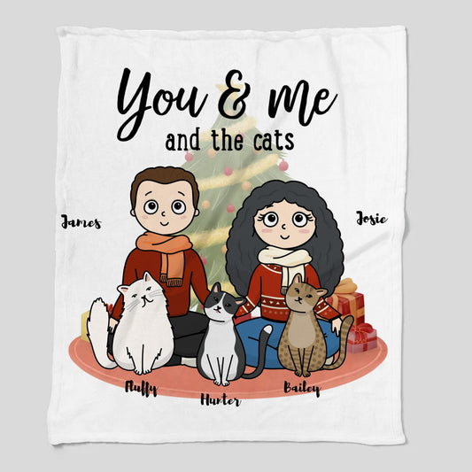 You Me and the Cats Cozy Plush Fleece Blanket – 50×60