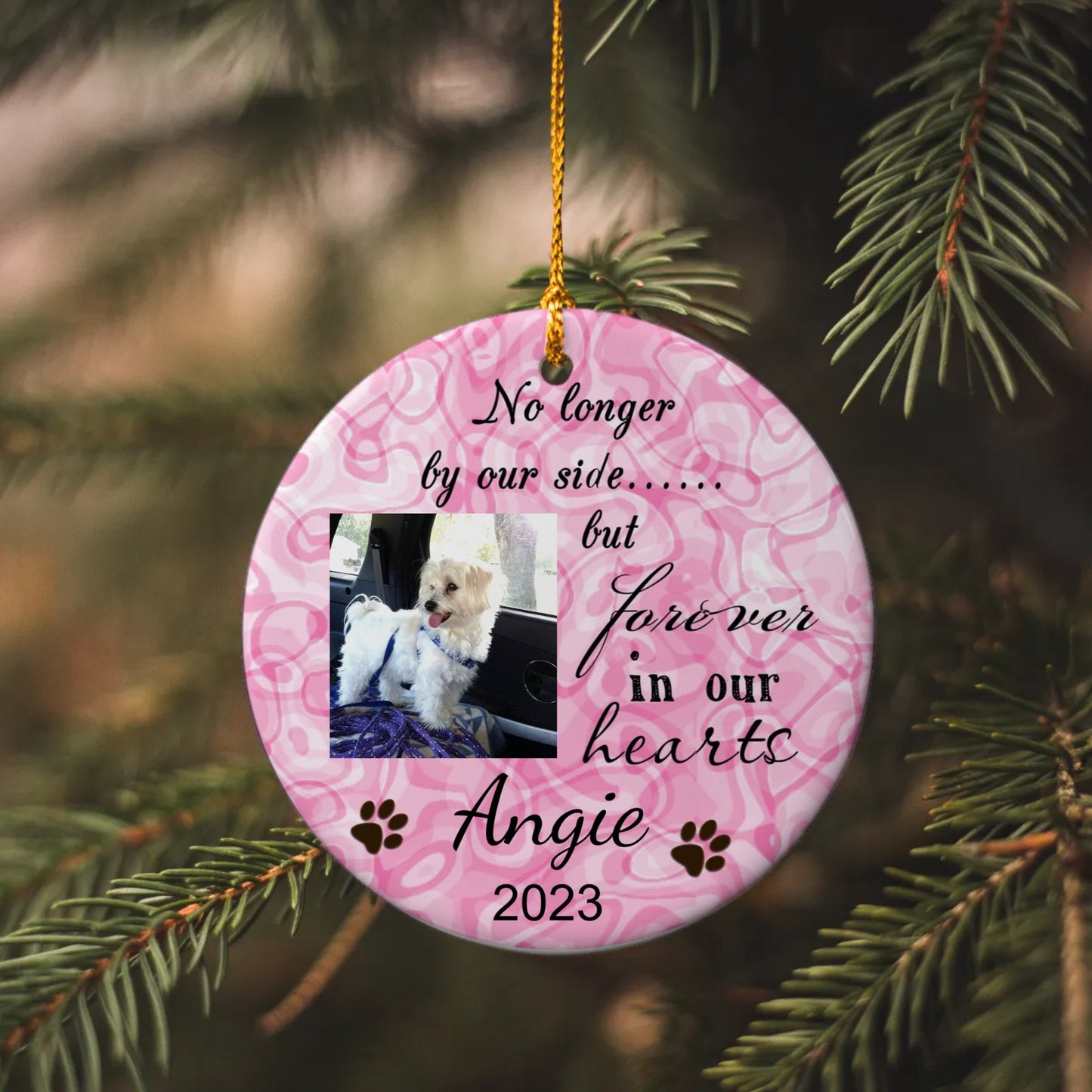 No Longer By My Side Pink Ceramic Circle Ornament