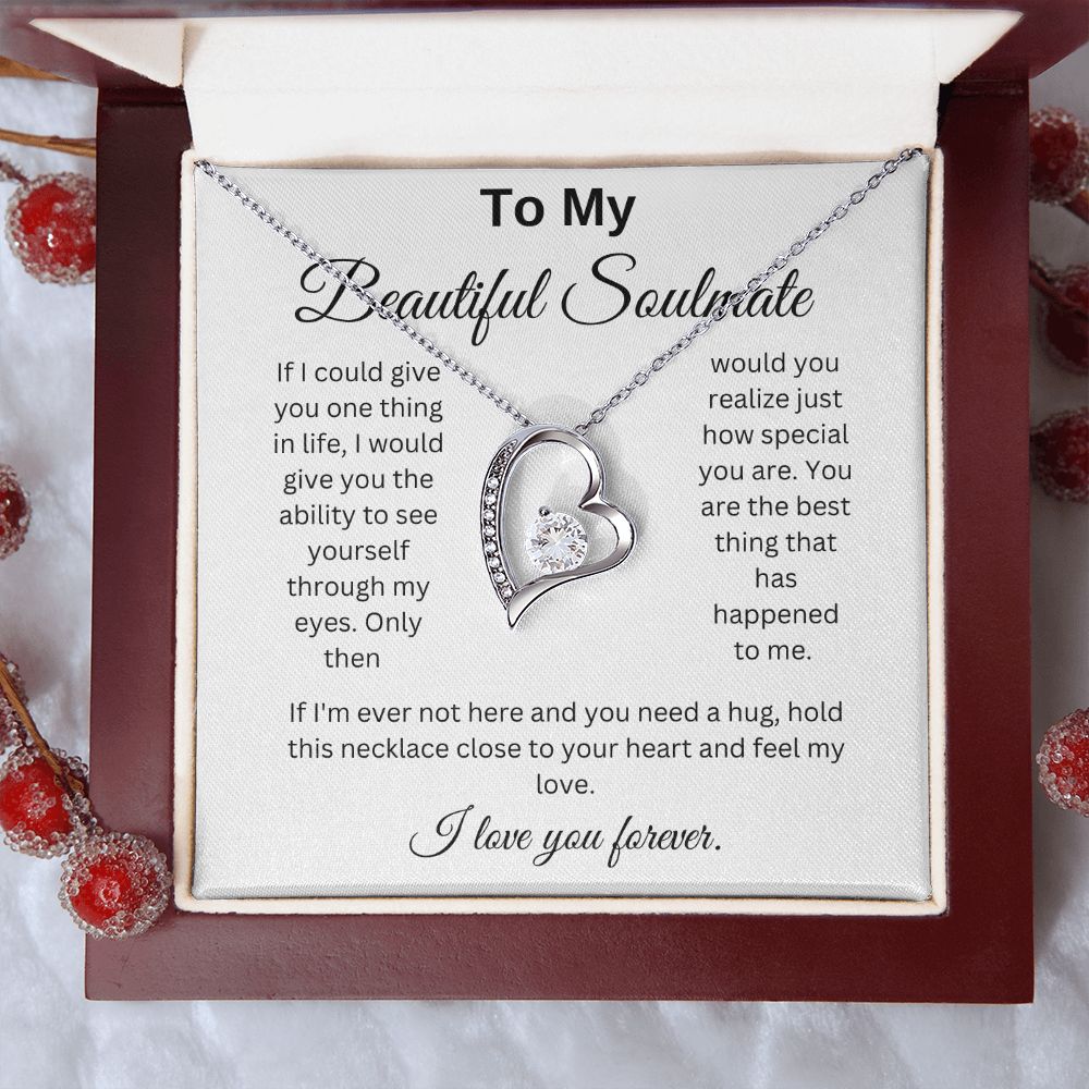 To My Beautiful Soulmate If I could Give You One Thing Heart Necklace