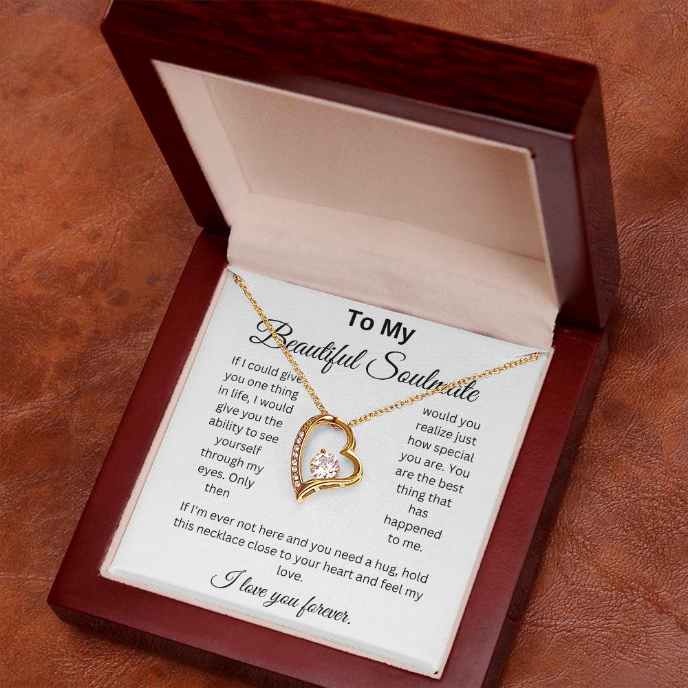 To My Beautiful Soulmate If I could Give You One Thing Heart Necklace