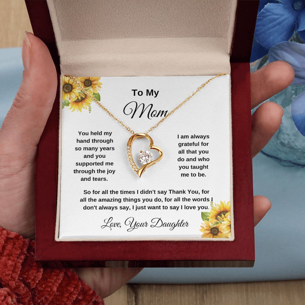 To My Mom Love Your Daughter Sunflowers Heart Necklace