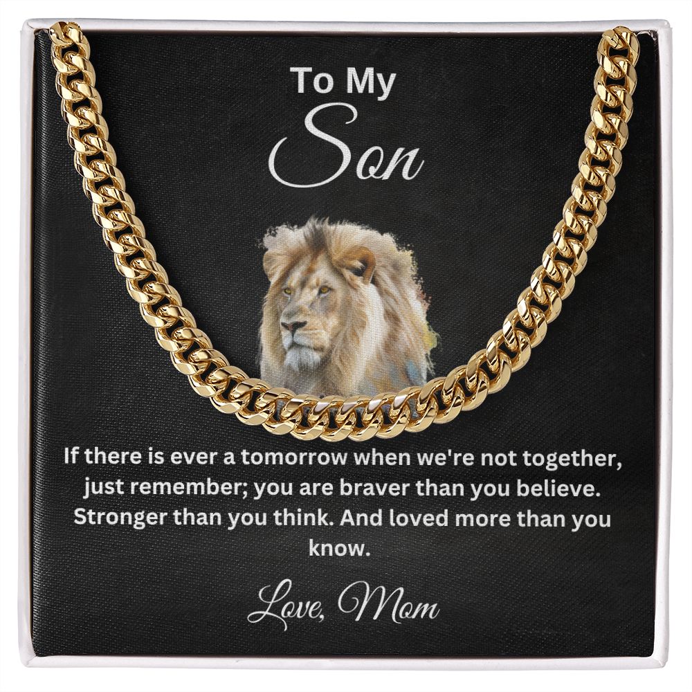 To My Son Cuban Chain Necklace Love Mom