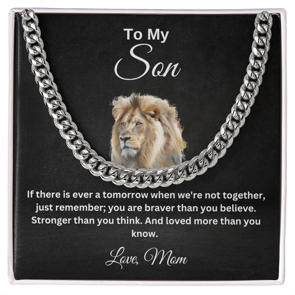 To My Son Cuban Chain Necklace Love Mom