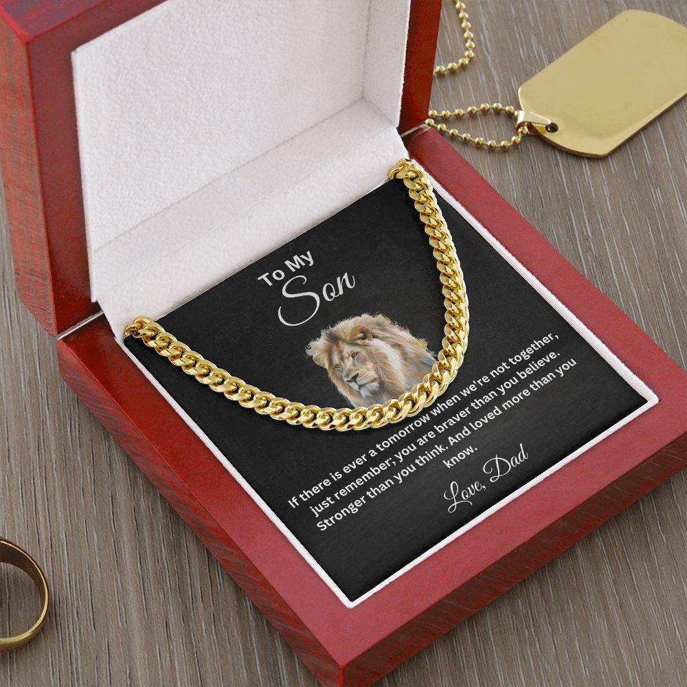 To My Son You Are Braver than you Believe Cuban Necklace Love Dad