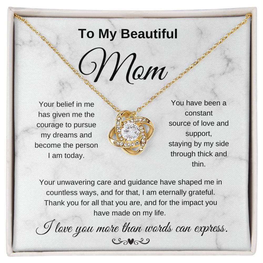To My Beautiful Mom I Love You More Than Words Can Express Eternal Knot Necklace