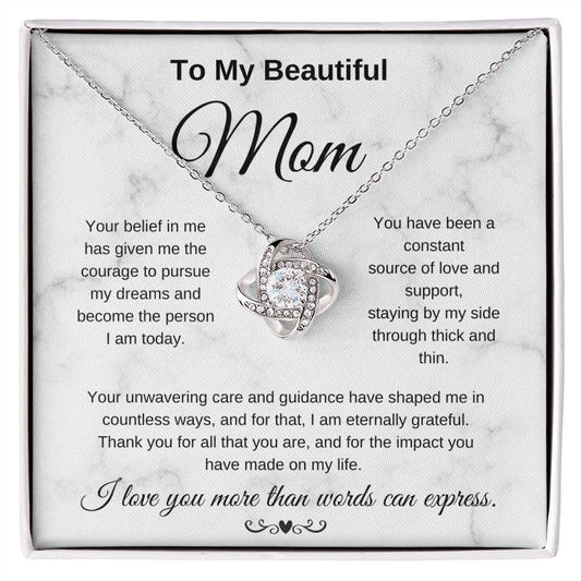 To My Beautiful Mom I Love You More Than Words Can Express Eternal Knot Necklace