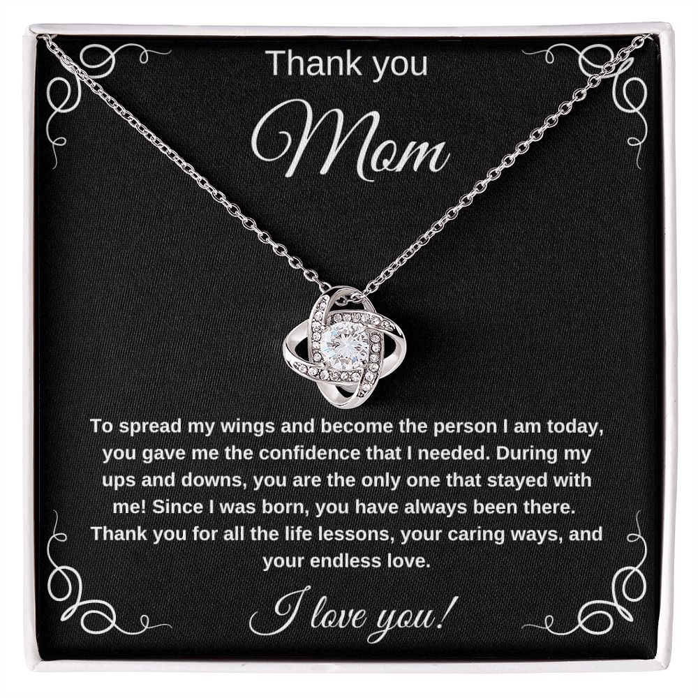 Thank You Mom For Helping Me Spread My Wings Eternity Necklace