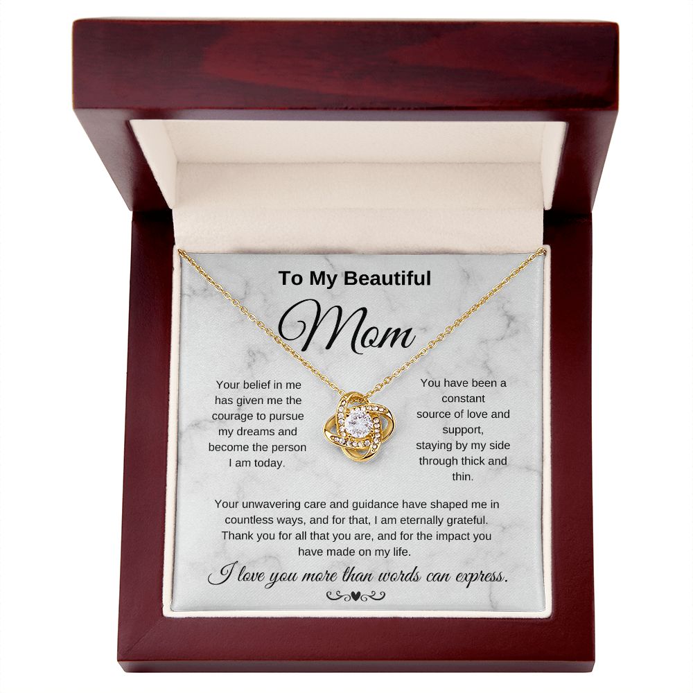 To My Beautiful Mom I Love You More Than Words Can Express Eternal Knot Necklace