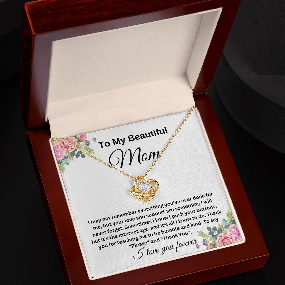 To My Beautiful Mom, I Know I Push All Your Buttons. I Love You Necklace