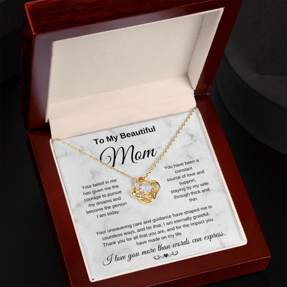 To My Beautiful Mom I Love You More Than Words Can Express Eternal Knot Necklace