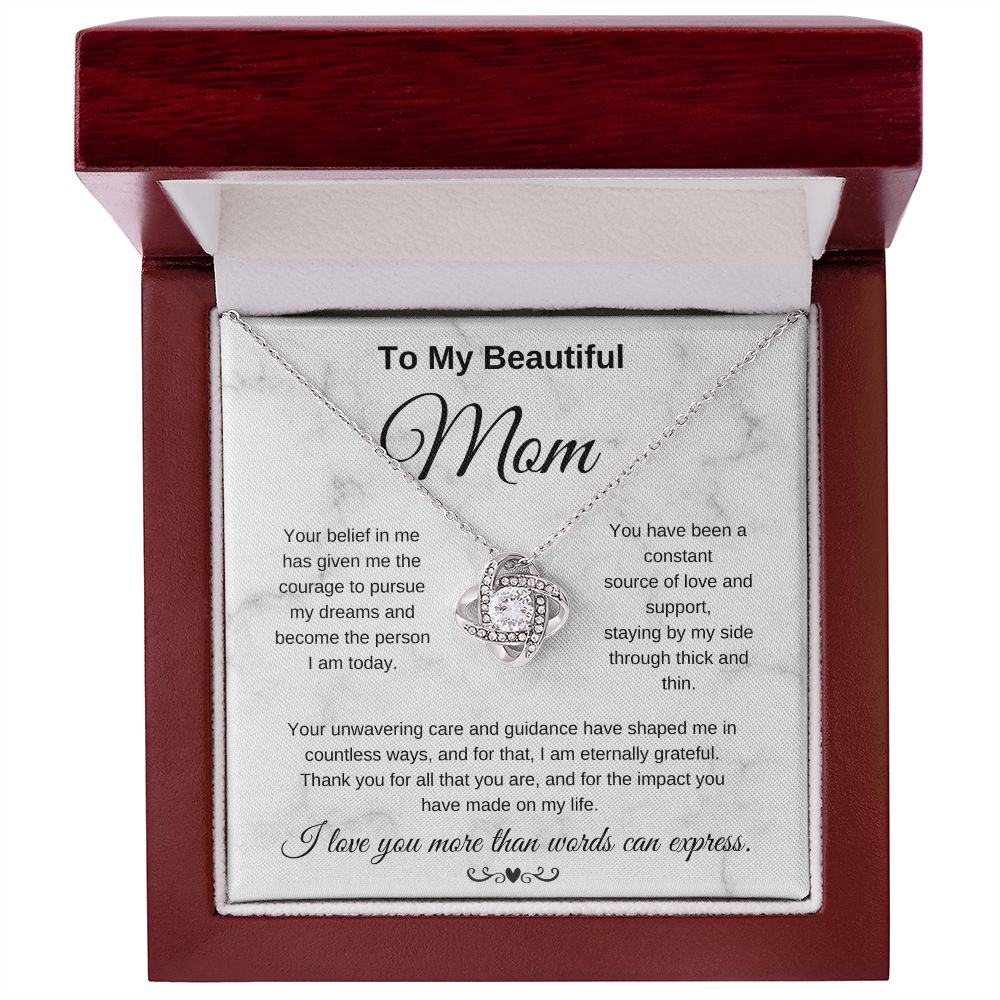 To My Beautiful Mom I Love You More Than Words Can Express Eternal Knot Necklace