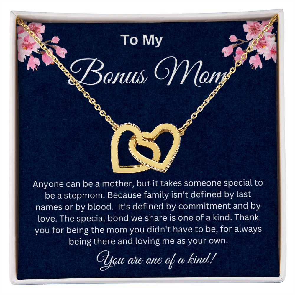 To My Bonus Mom Interlocking Hearts Necklace