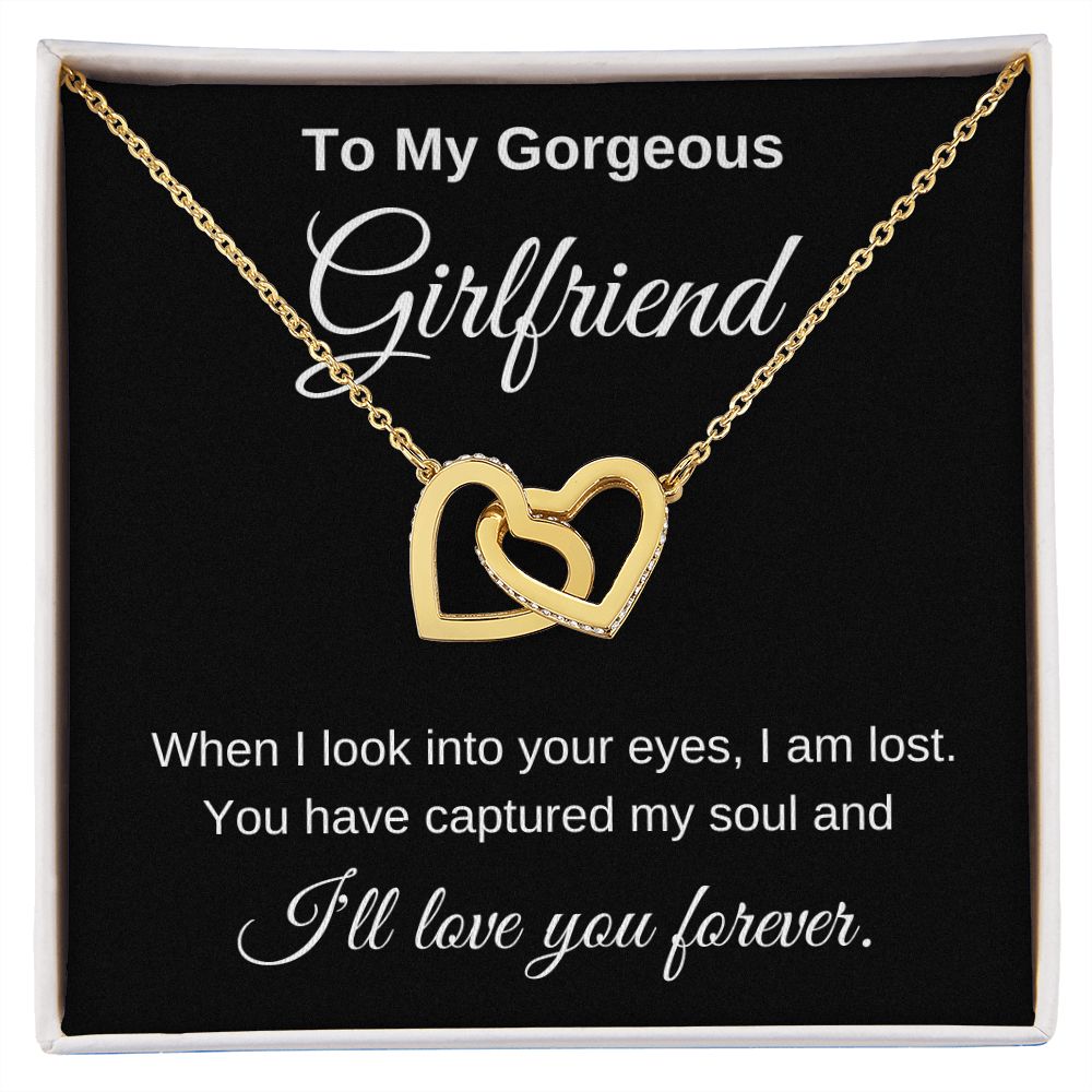 To My Gorgeous Girlfriend Interlocking Hearts Necklace