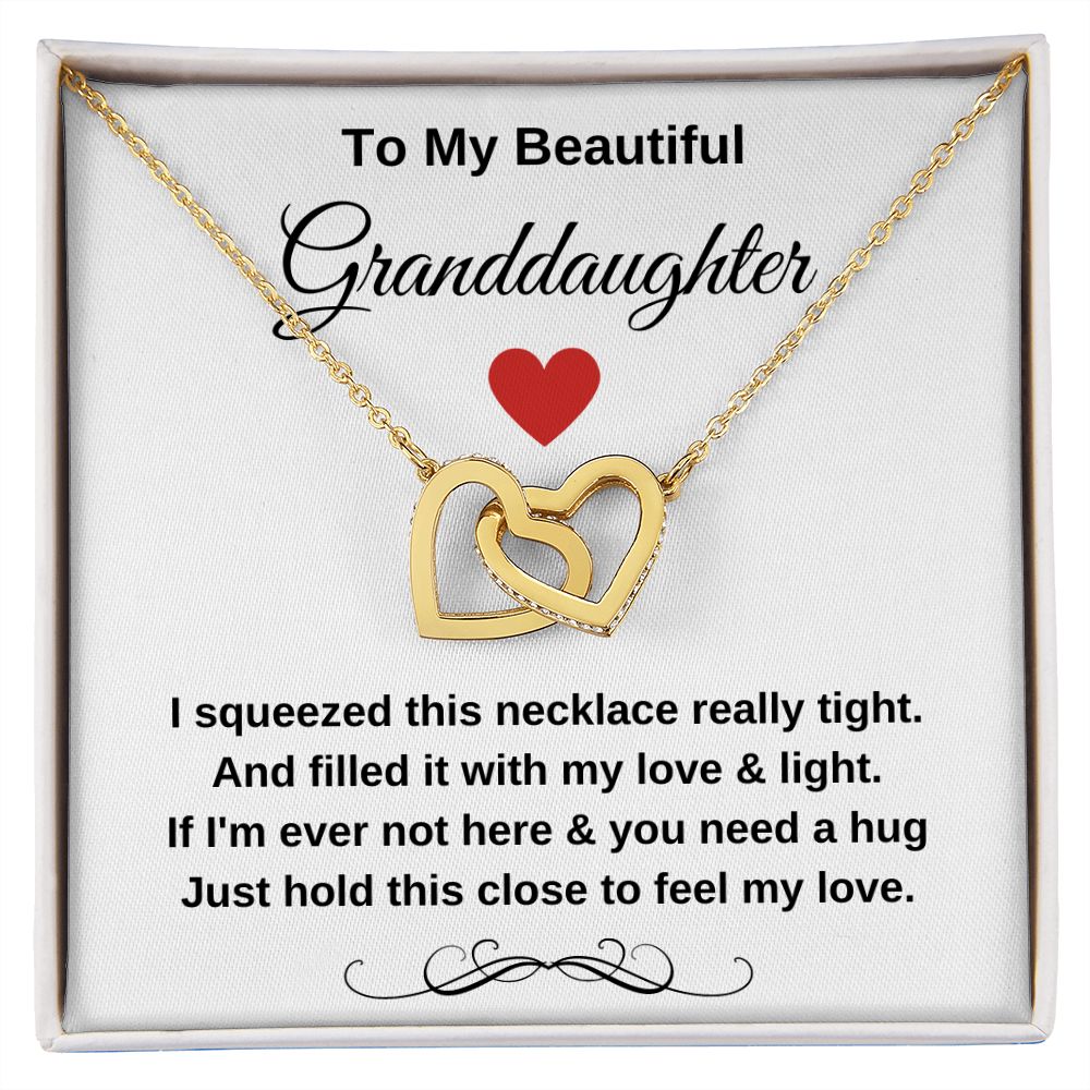 To My Granddaughter Interlocking Hearts Hugs Necklace
