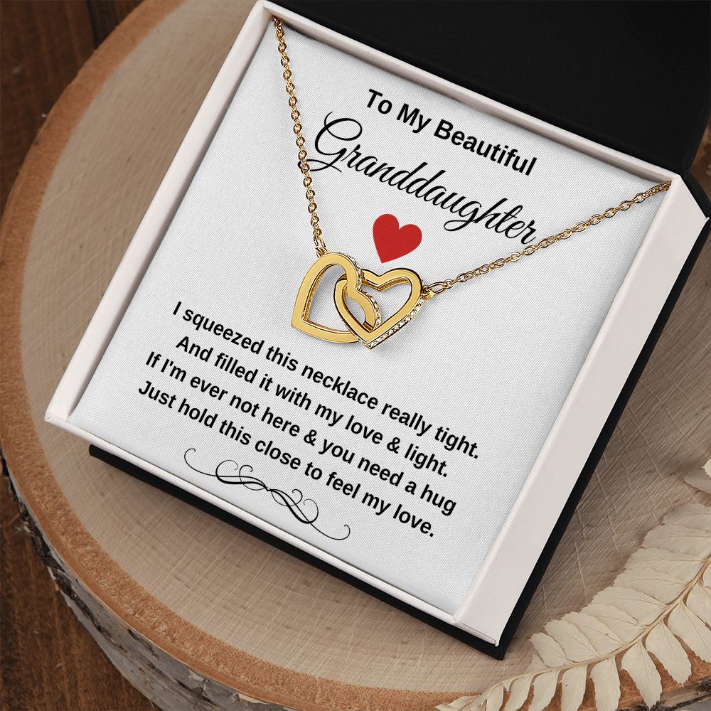 To My Granddaughter Interlocking Hearts Hugs Necklace