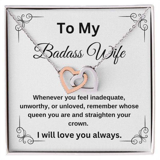 To My Badass Wife I will Always Love You Intertwining Hearts Necklace