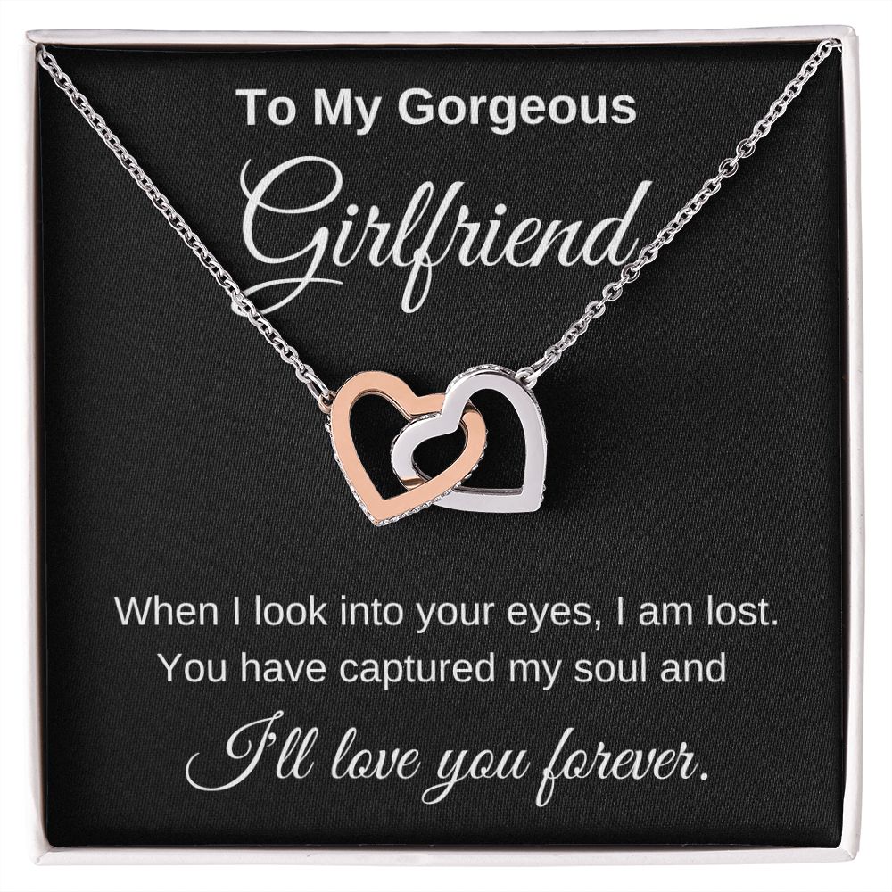 To My Gorgeous Girlfriend Interlocking Hearts Necklace