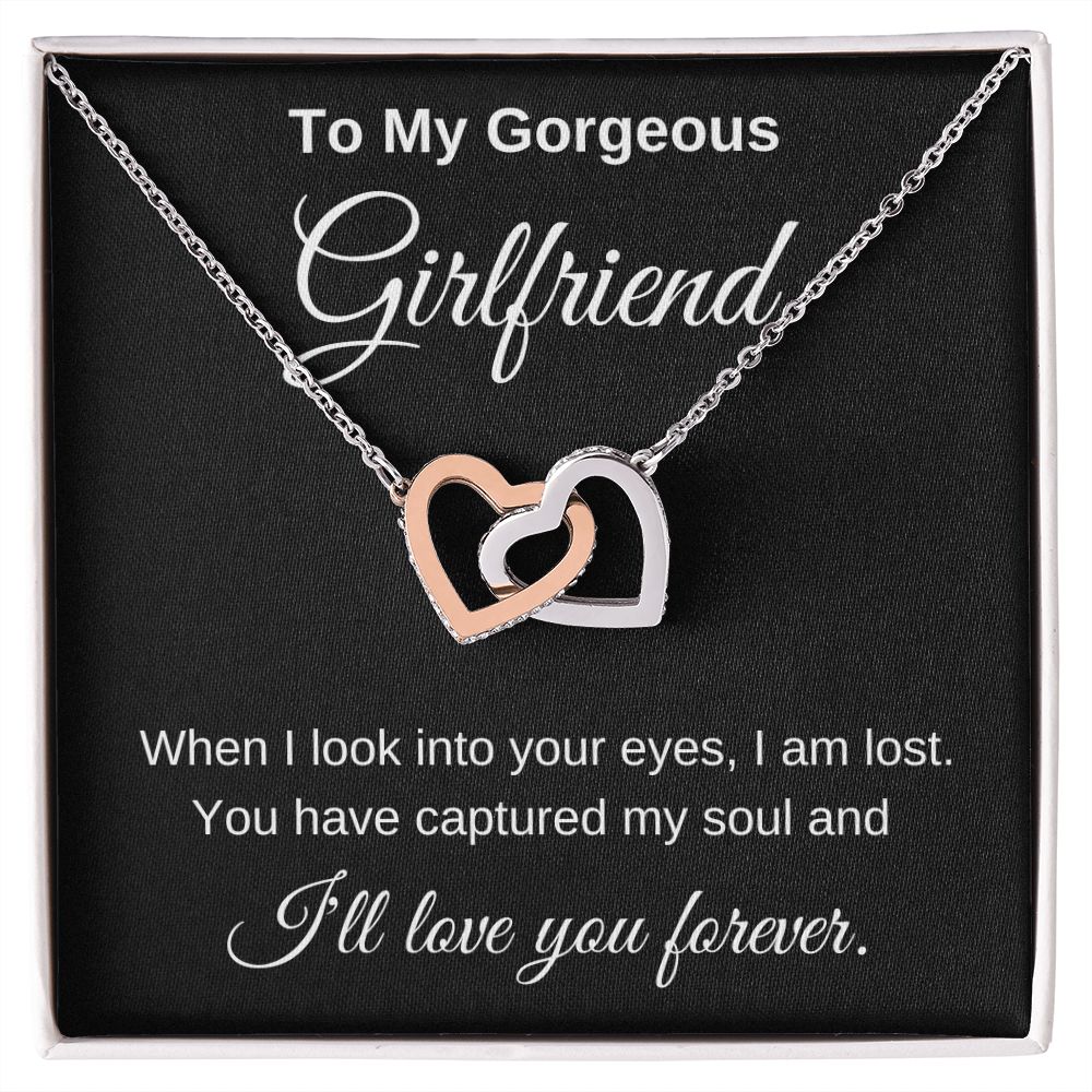 To My Gorgeous Girlfriend Interlocking Hearts Necklace