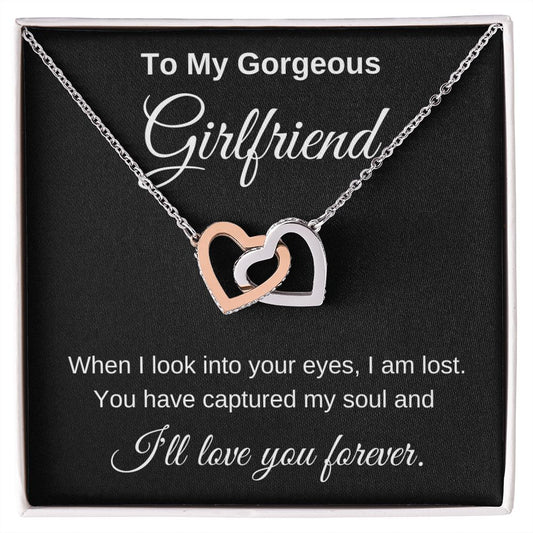 To My Gorgeous Girlfriend Interlocking Hearts Necklace