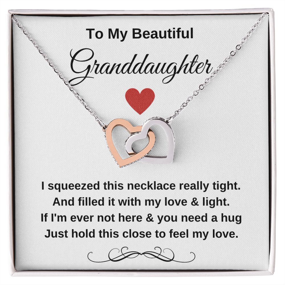To My Granddaughter Interlocking Hearts Hugs Necklace