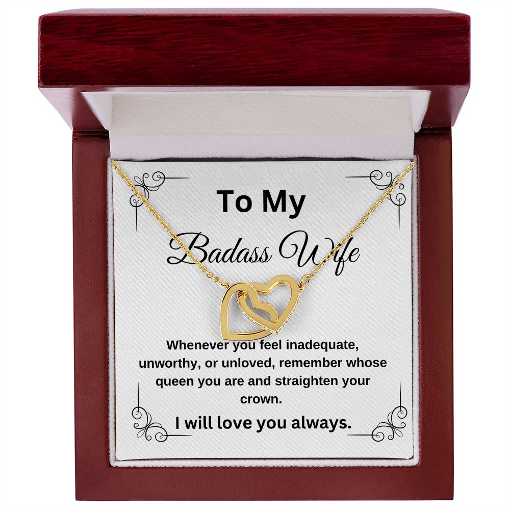 To My Badass Wife I will Always Love You Intertwining Hearts Necklace