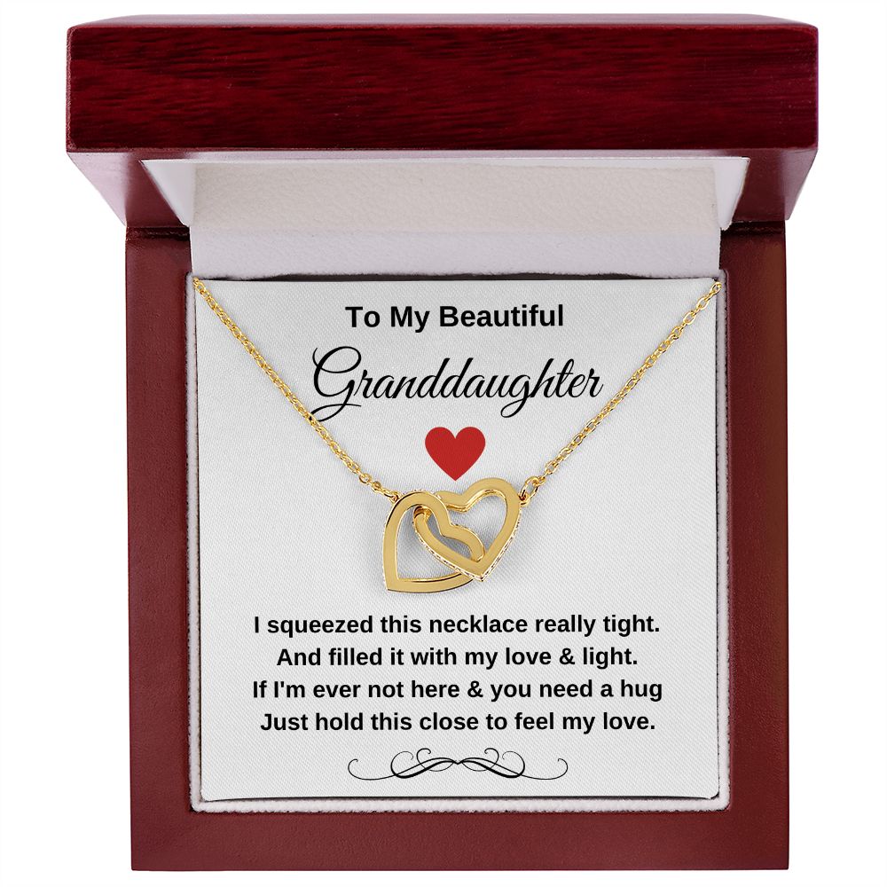To My Granddaughter Interlocking Hearts Hugs Necklace