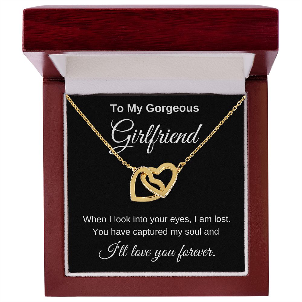 To My Gorgeous Girlfriend Interlocking Hearts Necklace