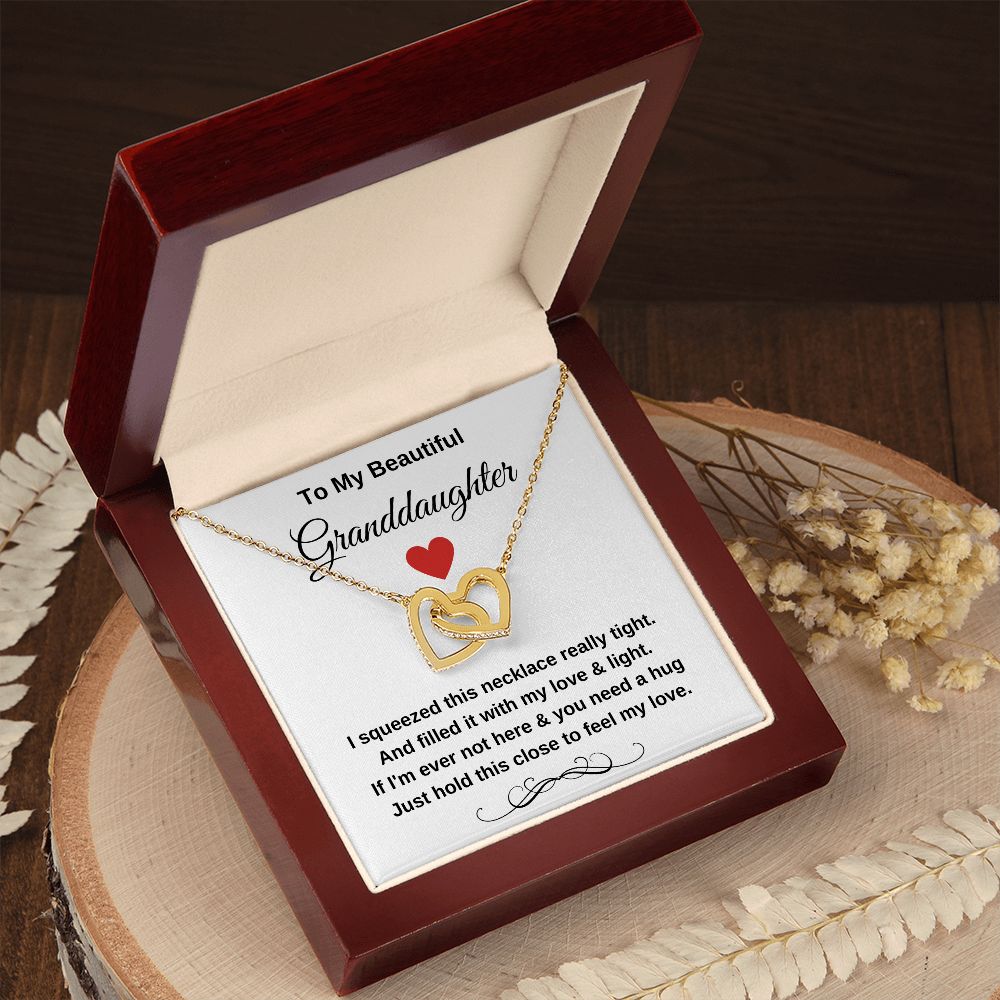 To My Granddaughter Interlocking Hearts Hugs Necklace