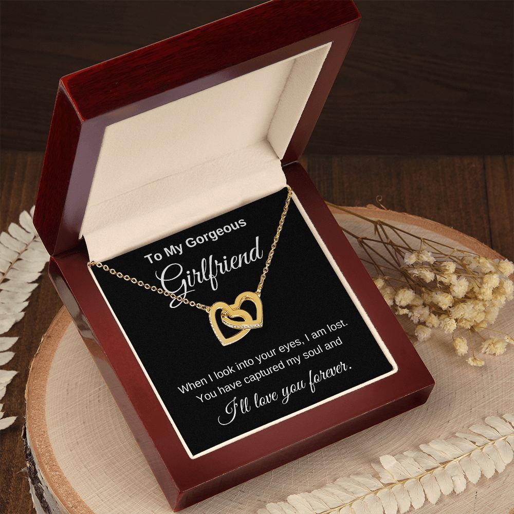 To My Gorgeous Girlfriend Interlocking Hearts Necklace