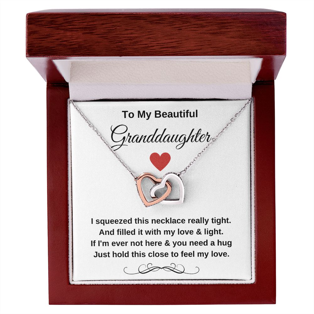 To My Granddaughter Interlocking Hearts Hugs Necklace