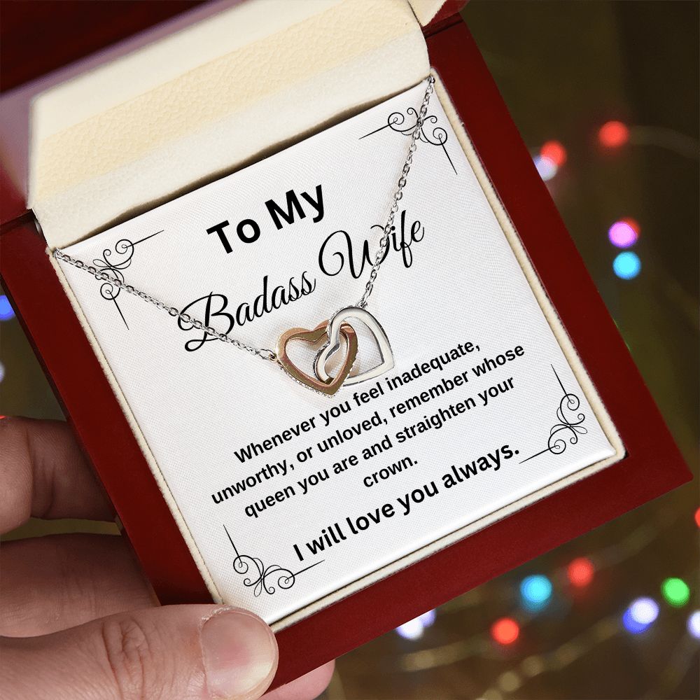 To My Badass Wife I will Always Love You Intertwining Hearts Necklace