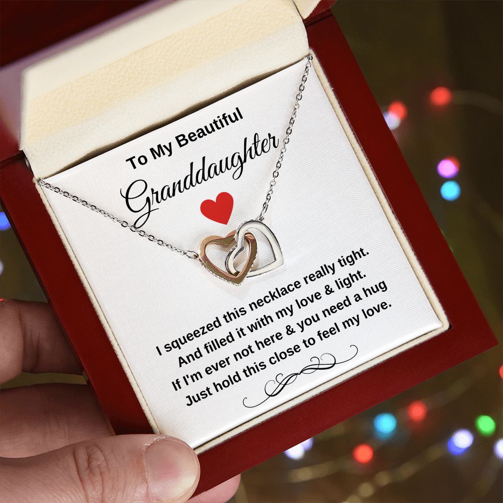 To My Granddaughter Interlocking Hearts Hugs Necklace